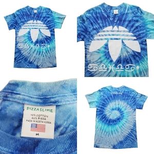 Rare Pizza slime X Adidas Trefoil Wingdings Tie Dye Graphic T-Shirt Men's Unisex